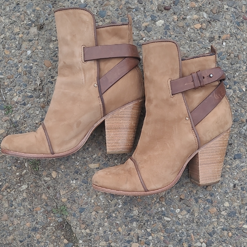 Like New Rag & Bone Kinsey Strappy Brown Heeled Leather Boots